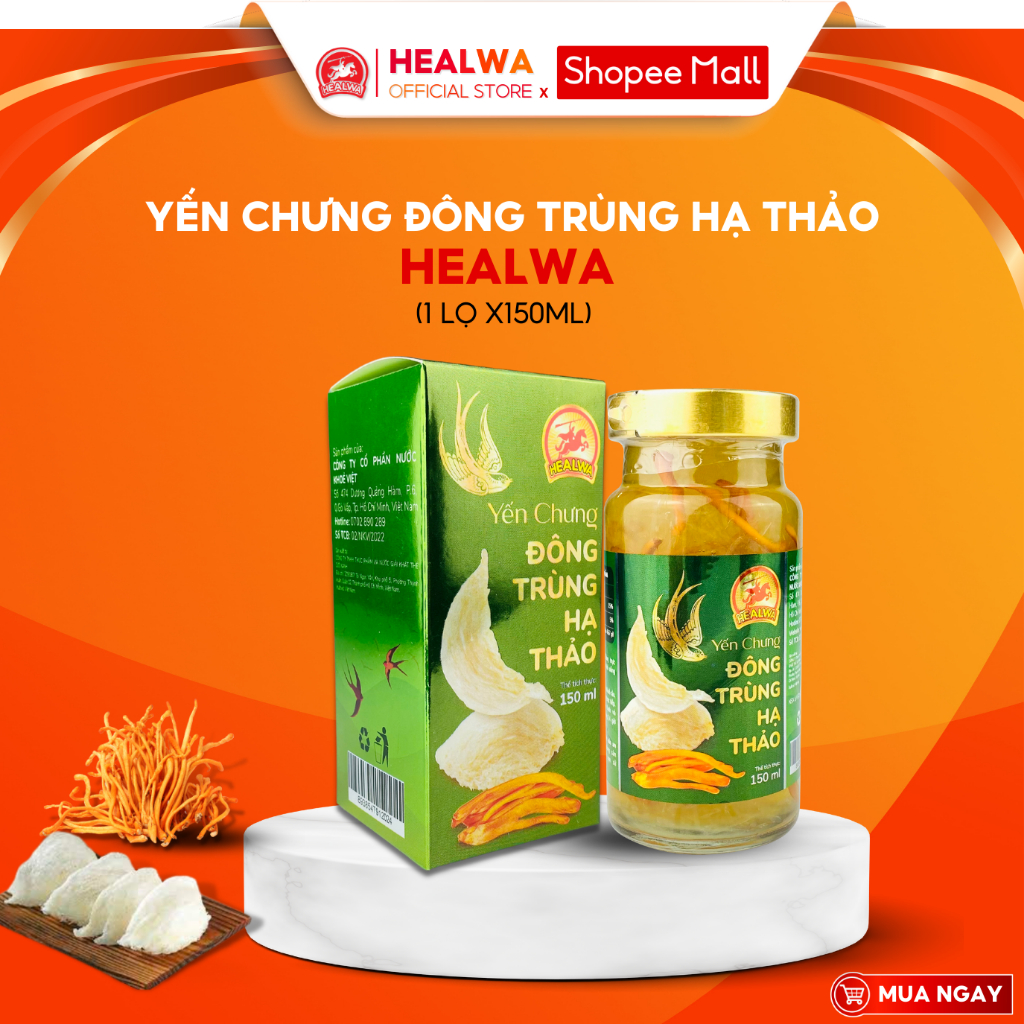 Yến chưng đông trùng hạ thảo Healwa (1 lọ x150ml) Bồi bổ sức khỏe giảm lượng cholesterol trong máu