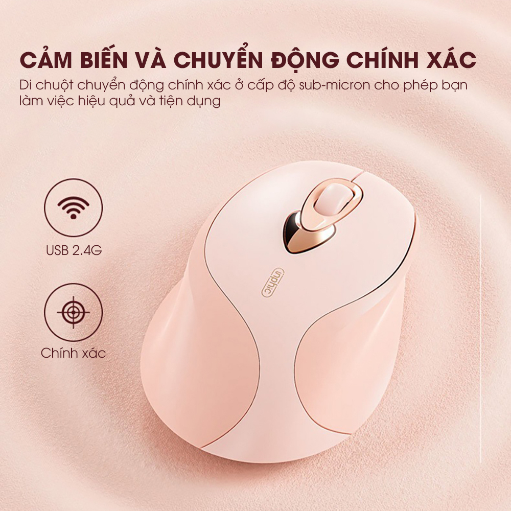 Chuột không dây bluetooth hồng cute SIDOTECH M8 chống ồn tắt âm pin sạc cho máy tính laptop
