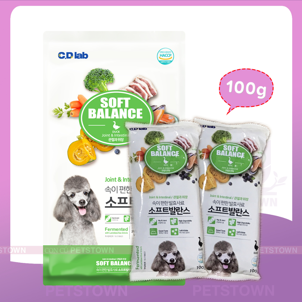 Soft Balance- Thức ăn hạt mềm cho chó mọi lứa tuổi vị cá hồi, vịt 100gr nhập khẩu Hàn Quốc