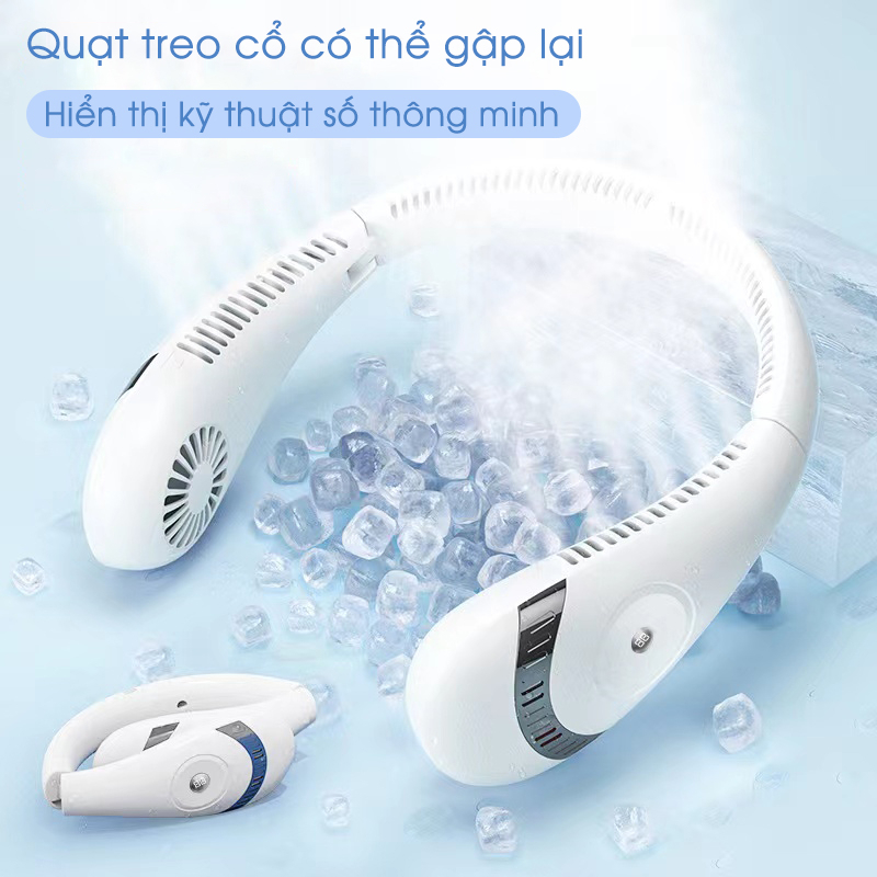 Quạt Đeo Cổ, 3 Cấp Độ Gió, Kiểu Dáng Thể Thao Pin 5000mAh,cỡ nhỏ không cánh quạt sạc USB tiện dụng khi ra ngoài