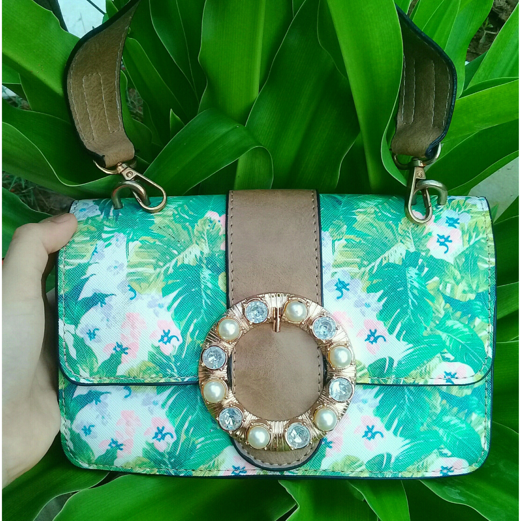 ⚘Túi si 2hand vintage hoa nhiệt đới độc lạ