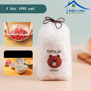  Set 5 màng bọc thực phẩm có chun,Túi gấu bọc đồ ăn màng bọc thực phẩm có chun co giãn dieulinhshop 