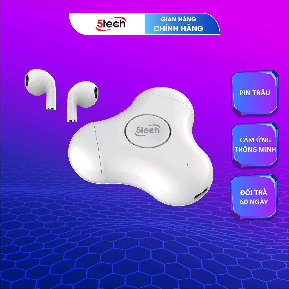 Tai nghe bluetooth 5TECH TWS thiết kế kiểu dáng con quay 3 cánh, lọc tiếng ồn cho âm thanh sống động chơi game cực đã