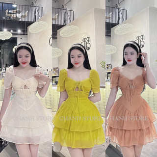 váy đầm tơ tầng 2 lớp  25112