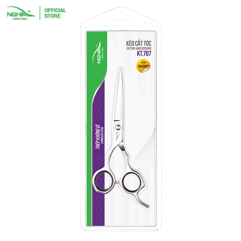 Kéo Cắt Tóc Thép Không Gỉ Cao Cấp KỀM NGHĨA KT.707 14cm (Lưỡi ngắn)