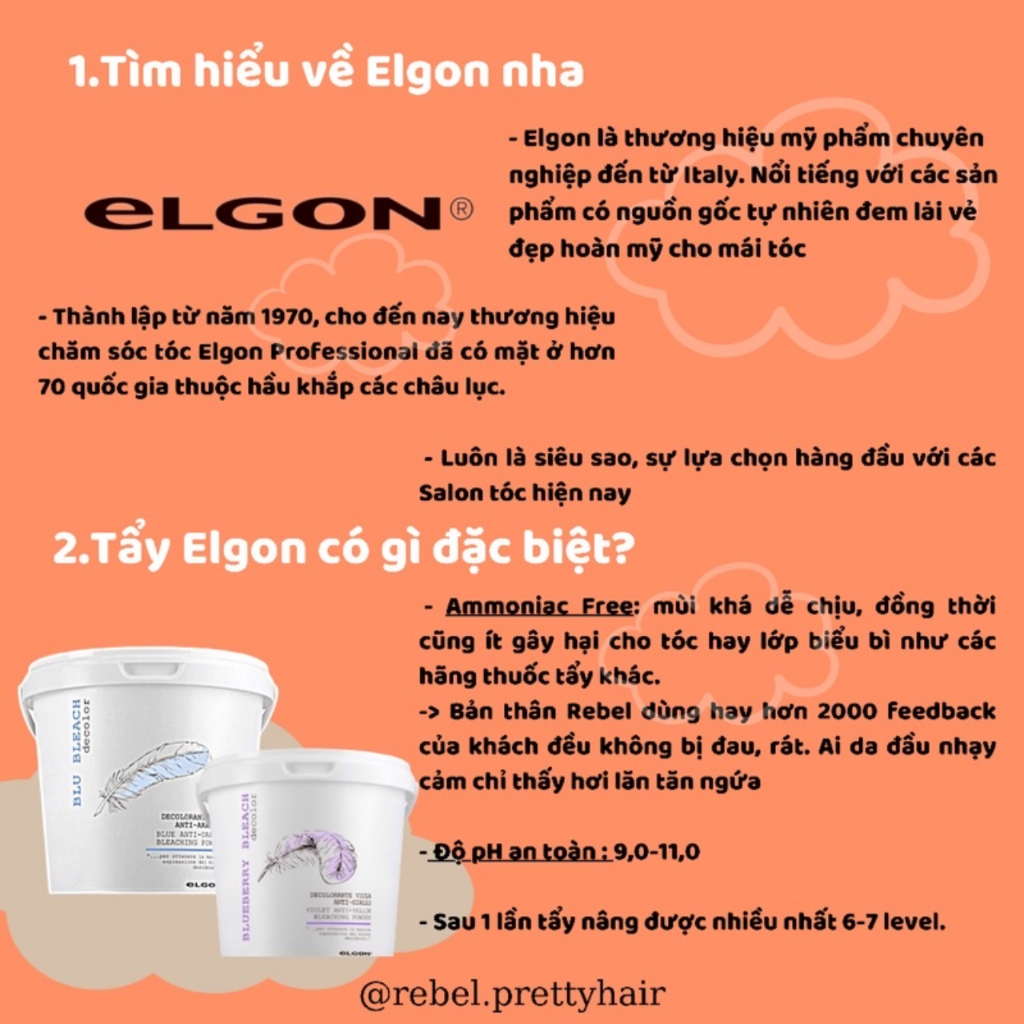 Bột Tẩy Tóc Elgon Khử Ánh Sắc Vàng, Sắc Cam, Nâng Sáng Màu Tóc