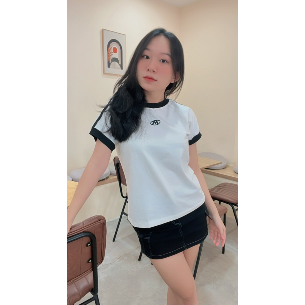 Áo Thun Baby Tee Mugung Áo Thun Form Fit Chữ M Chất Thun 100% Cotton A105
