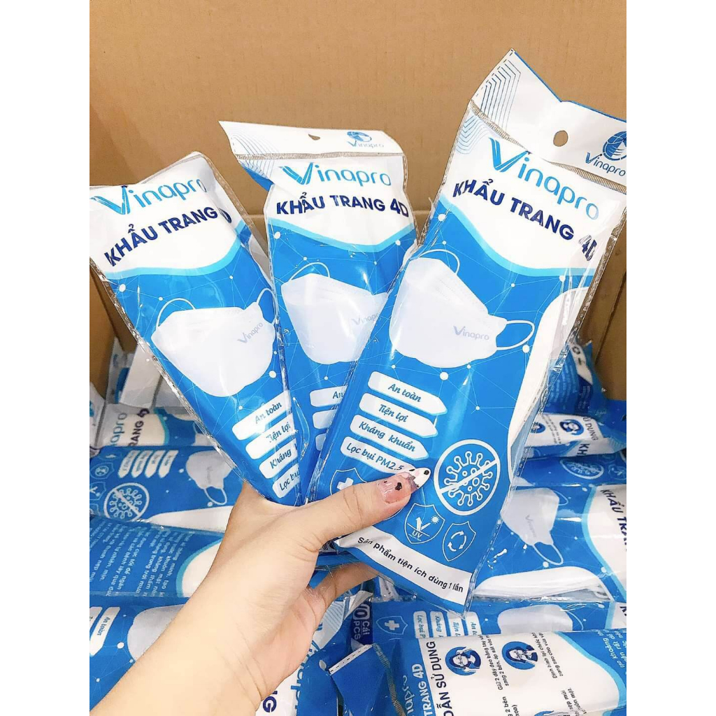 Nguyên Thùng 300 Cái Khẩu Trang Y Tế KF94 Vinapro 4 Lớp Kháng Khuẩn Chất Lượng Cao