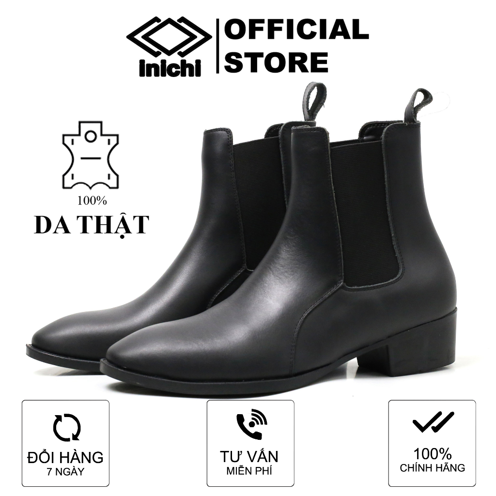 Giày da chelsea boots thời trang INICHI G1146 da bò thật đế cao 5cm