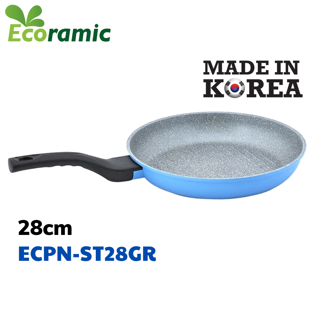 Chảo nướng vân đá 5 lớp siêu bền 28cm Made in Korea ECORAMIC ECPN-ST28GR