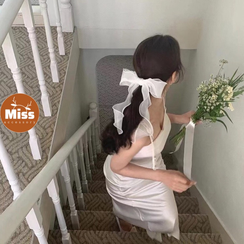 Nơ kẹp tóc vải voan bản to phong cách tiểu thư MN901