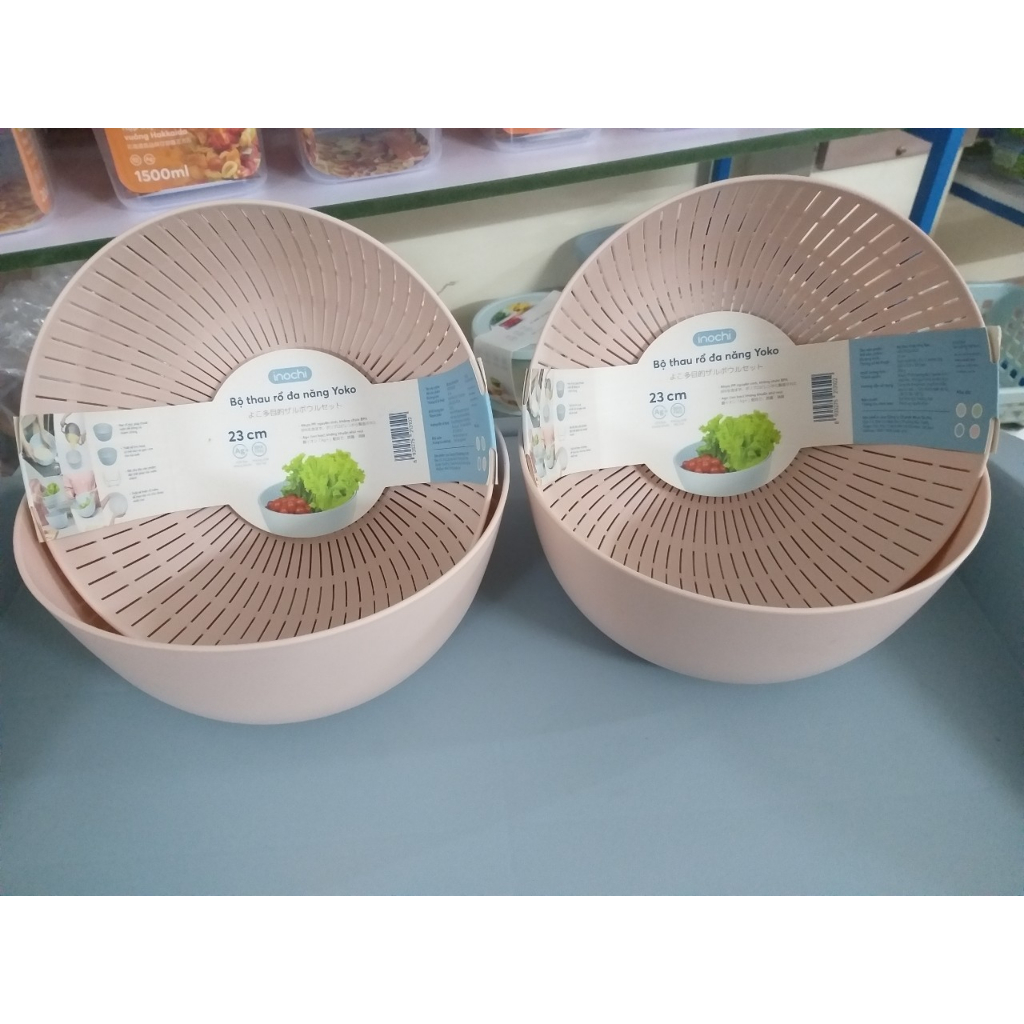 Bộ thau rổ đa năng Yoko 23cm nhựa dẻo Inochi Nhật Bản cao cấp chắc chắn