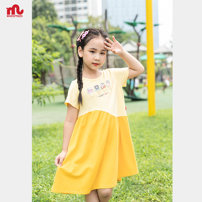 Váy đuôi cá cotton đầm công chúa bé gái Riomio cộc tay mềm mịn thoáng mát mùa hè  2,3,4,5,6,7,8 tuổi RV572