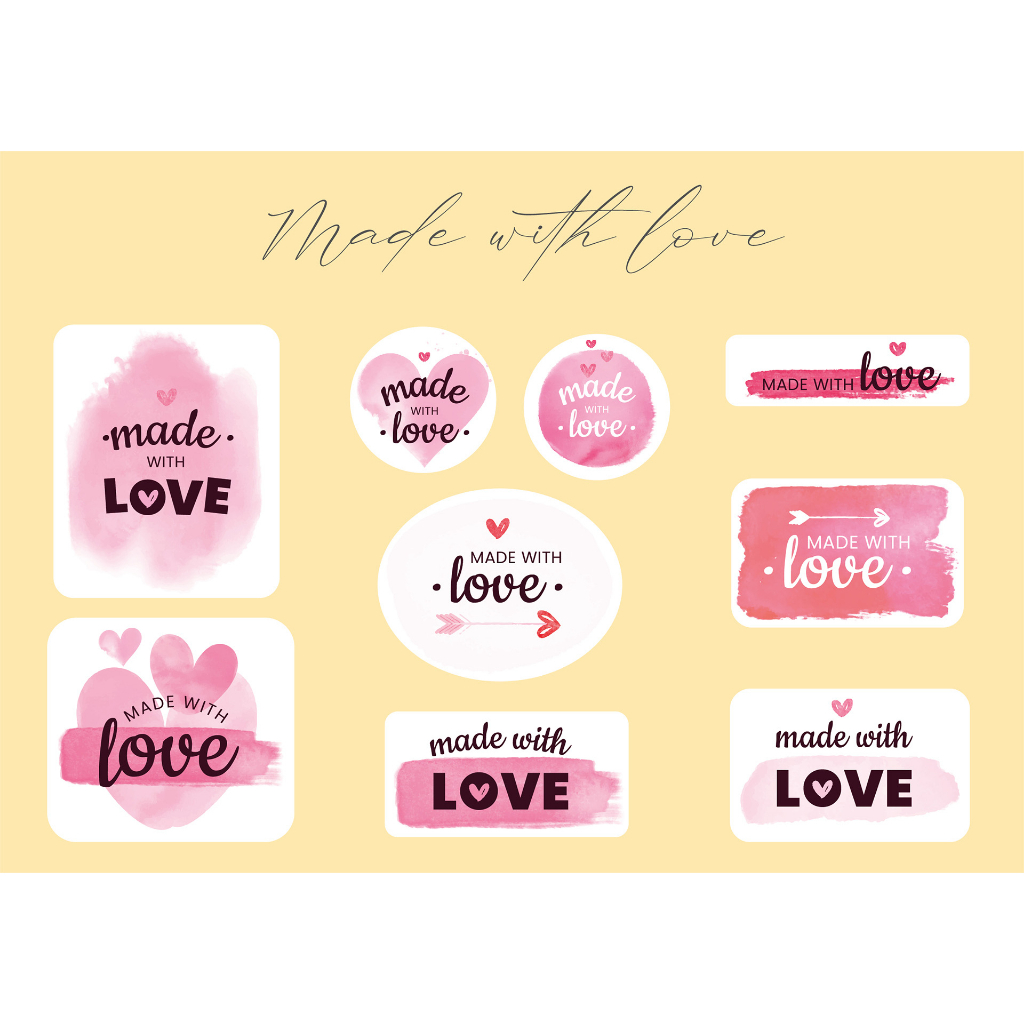 Sticker tình yêu Made with love trang trí Giấy chứng nhận tình yêu, Love Coupon, Postcard tình yêu, thư tình yêu