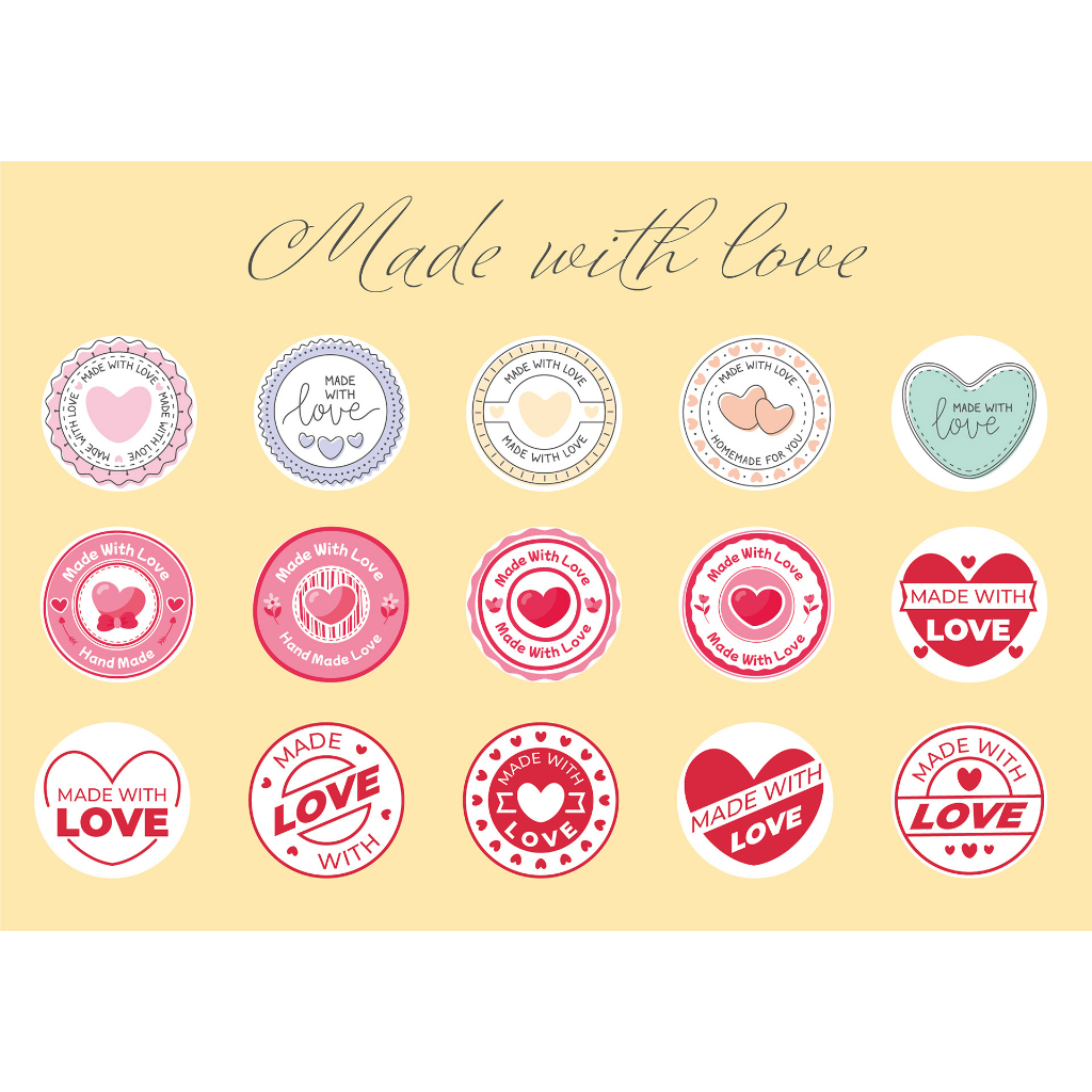 Sticker tình yêu Made with love trang trí Giấy chứng nhận tình yêu, Love Coupon, Postcard tình yêu, thư tình yêu