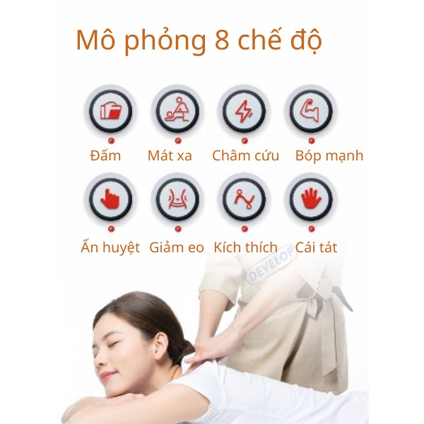 Miếng dán massage xung điện cổ vai gáy, bắp tay, lưng. 8 chế độ mát xa, pin sạc - Máy massage mini toàn thân