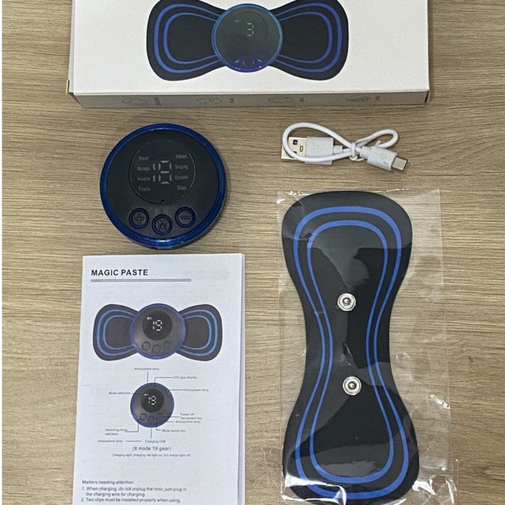 Miếng dán massage xung điện cổ vai gáy, bắp tay, lưng. 8 chế độ mát xa, pin sạc - Máy massage mini toàn thân