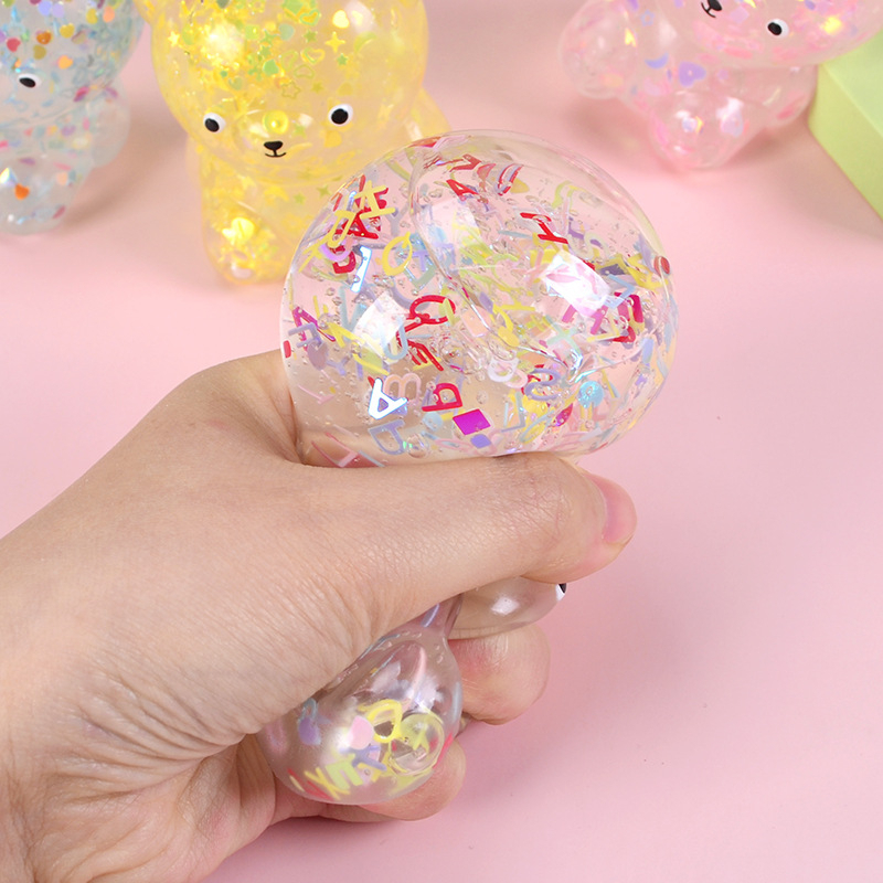 Đồ chơi nắn bóp đàn hồi siêu chậm Squishy trong suốt hình Gấu lấp lánh dễ thương - Đồ chơi giải nén giảm stress