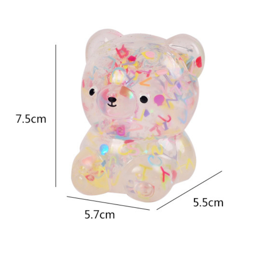 Đồ chơi nắn bóp đàn hồi siêu chậm Squishy trong suốt hình Gấu lấp lánh dễ thương - Đồ chơi giải nén giảm stress