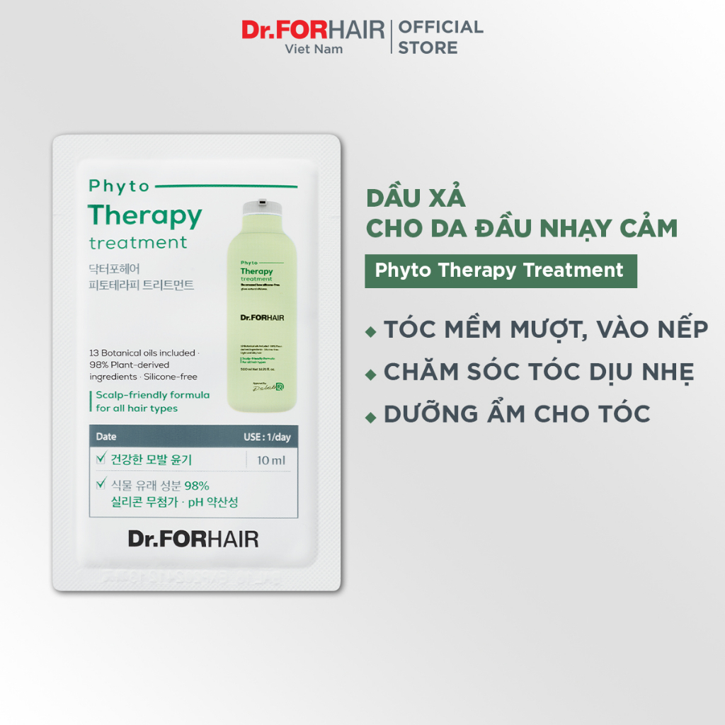 Dầu gội cho da nhạy cảm, dầu gội dưỡng tóc cho da đầu nhạy cảm Dr.FORHAIR Phyto Therapy Shampoo gói 10ml