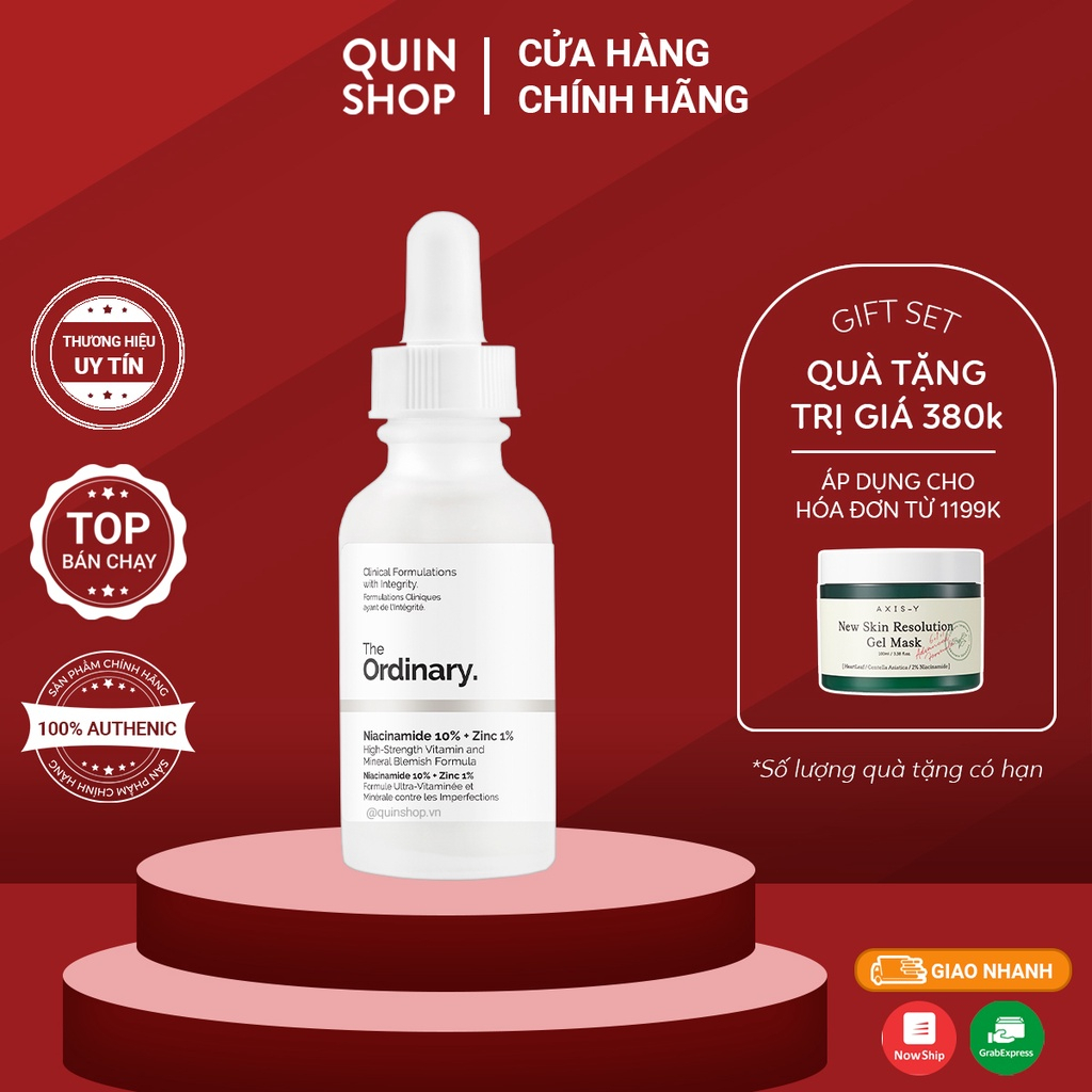 Tinh chất The Ordinary Niacinamide 10% + Zinc 1% - Giảm mụn thâm 30ml (pham)