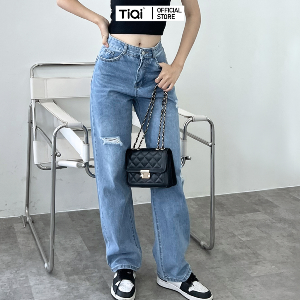 Quần Jean Ống Rộng Nữ Tiqi Jeans Phong Cách Streetwear B2-1891