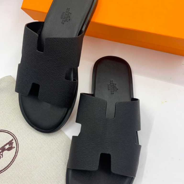 Dép Nam quai ngang da sần chữ H đen, mẫu dép lê dễ đi thoáng chân phù hợp mọi loại quần áo thời trang HM