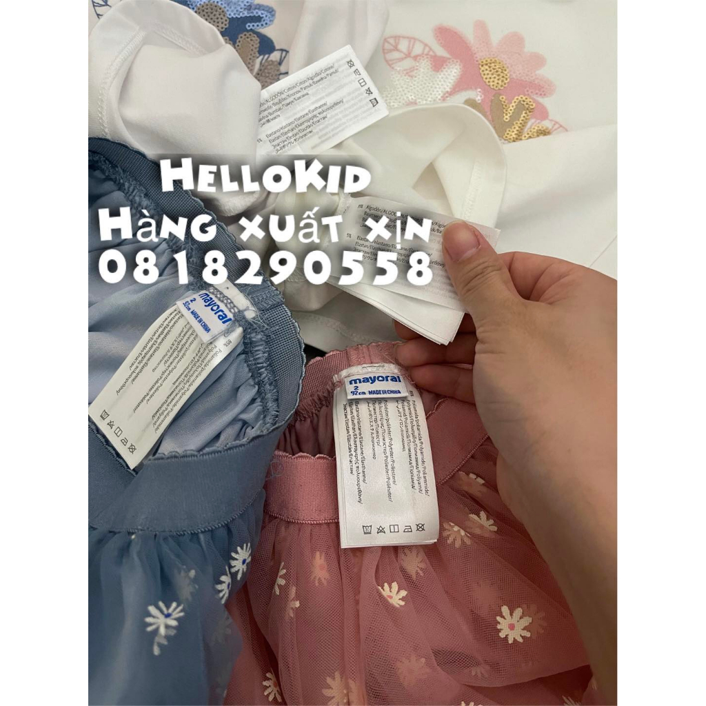 Set váy MOR hoa chân tutu chấm bi bé gái