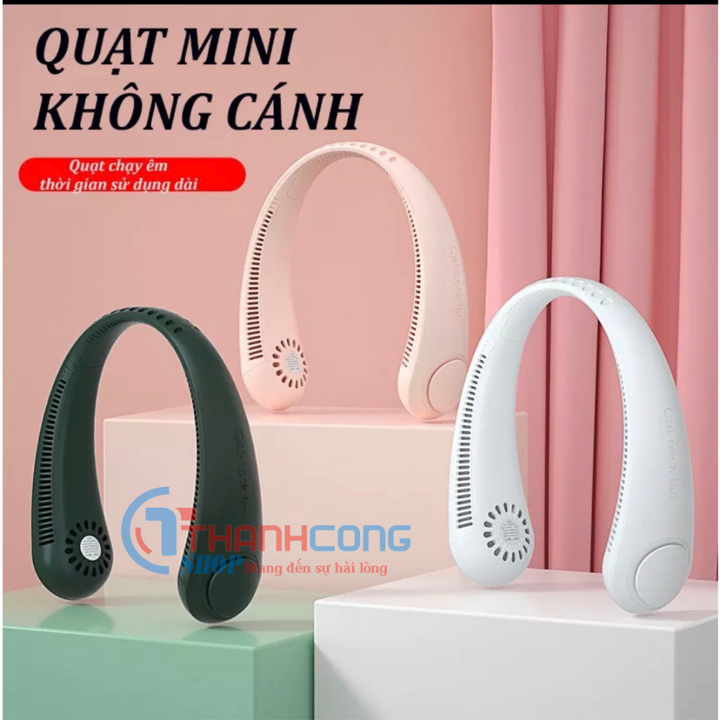 Quạt Đeo Cổ không cánh 3 tốc độ mini có báo pin cổng sạc usb tiện lợi 2023