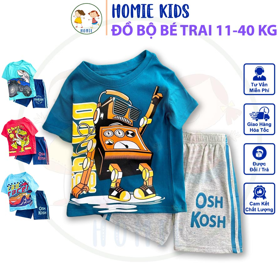 Đồ Bộ Bé Trai Size Đại 11-40 Kg Set Bộ Quần Áo Khủng Long Cá Mập Thun Cotton Cho Bé Thoáng Mát Homie Kids