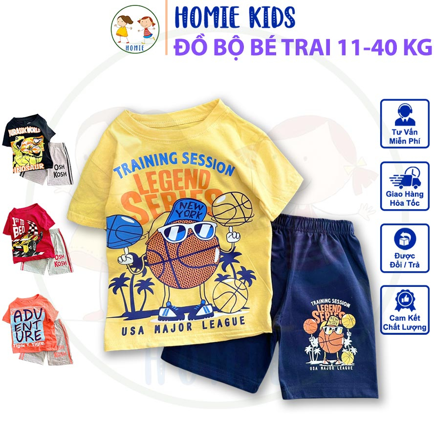 Đồ Bộ Bé Trai Size Đại Set Quần Áo Thun Cotton Cho Bé 11-40 Kg Mặc Mát In Hình Siêu Nhân Homie Kids