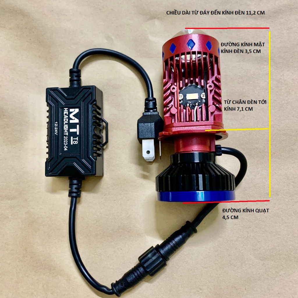 Đèn led bi T8 chân H4 có trợ pha