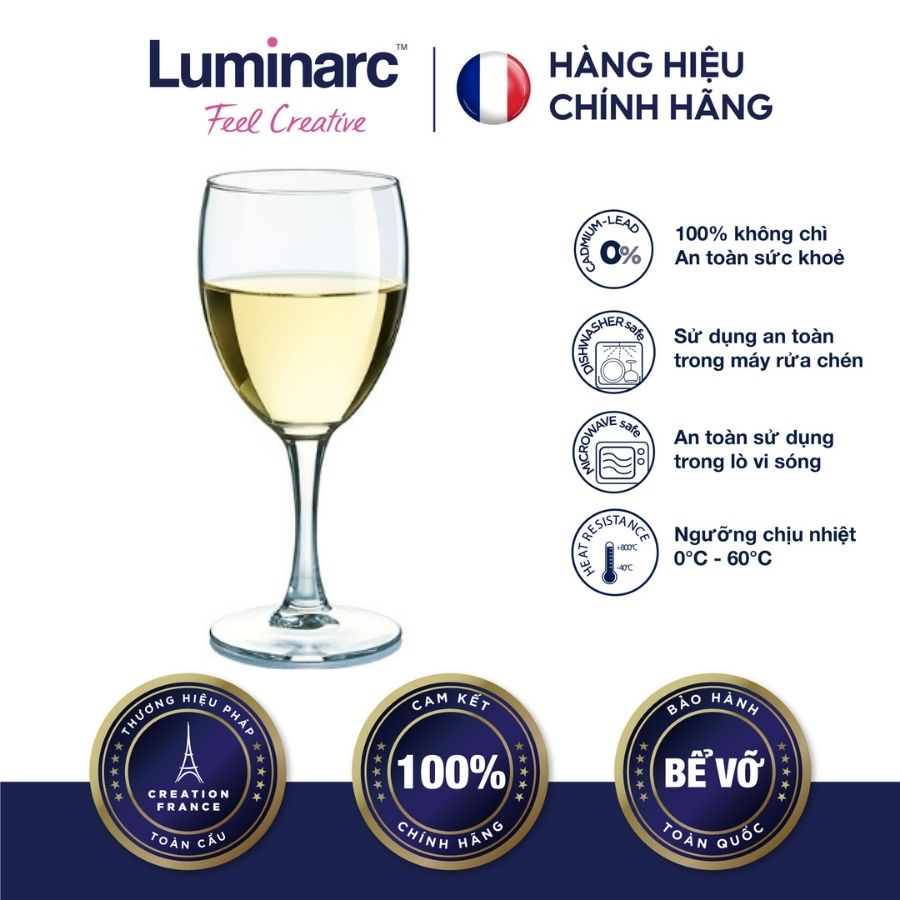 Bộ 6 Ly Rượu Vang Thuỷ Tinh Luminarc Elegance 140ml - LUEL13729