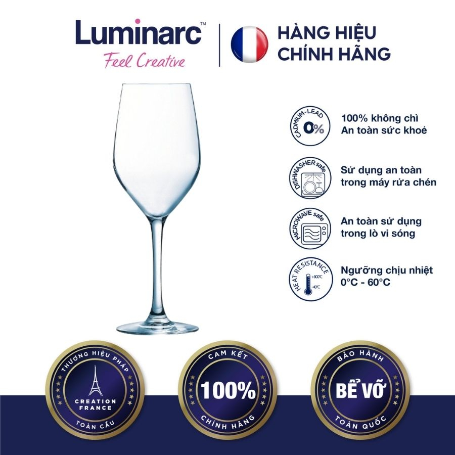 Bộ 6 Ly Rượu Vang Thuỷ Tinh Luminarc Mineral 270ml- LUMIH2316 - hộp Arcoroc