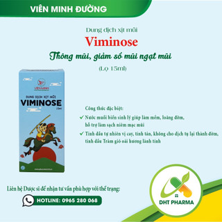 Dung dịch xịt mũi Viminose, giảm nghẹt mũi