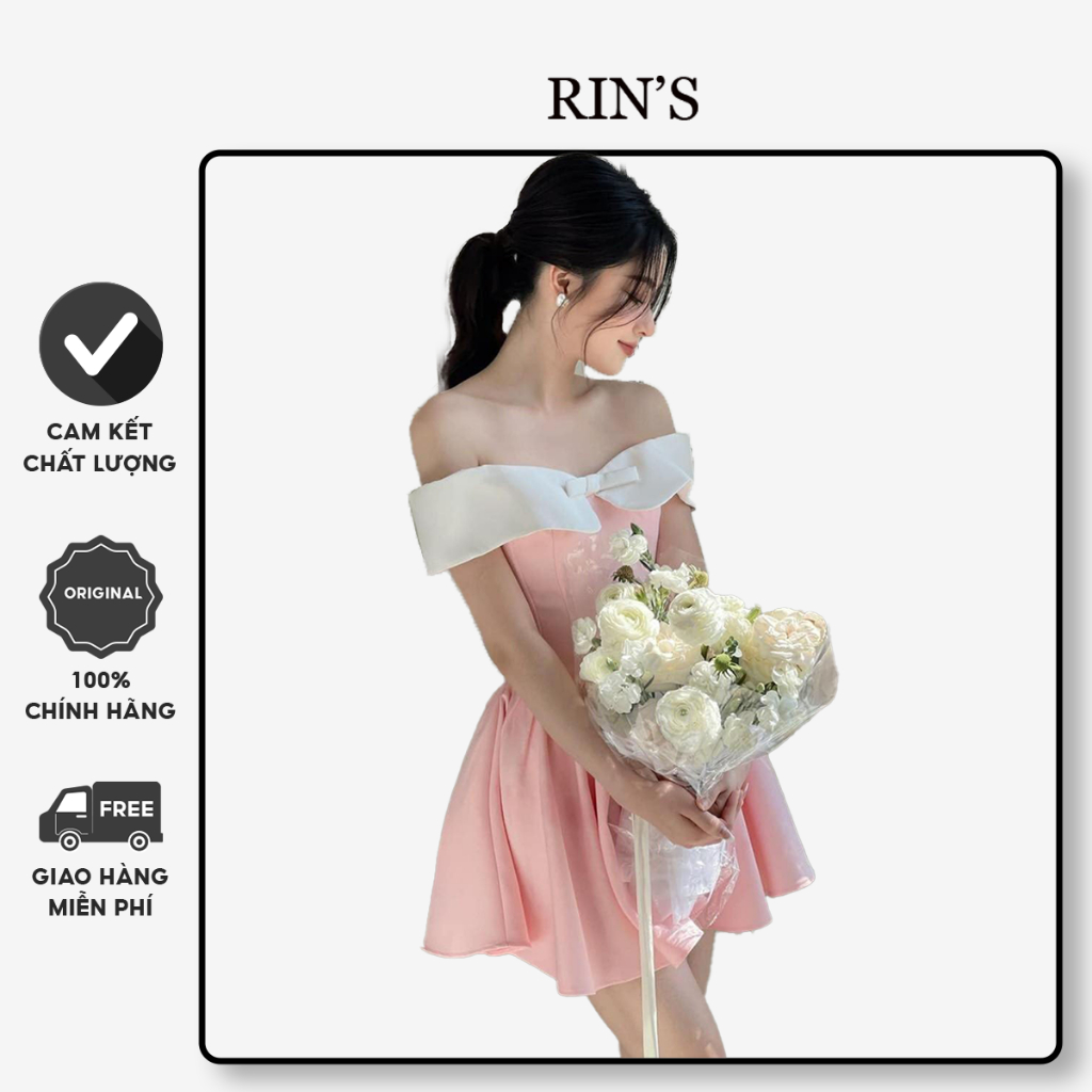 Đầm Trễ Vai Cúp Ngực RIN'S Thiết Kế Bella Dress Lux Z162 - Váy thiết kế dự tiệc sang chảnh dáng ngắn