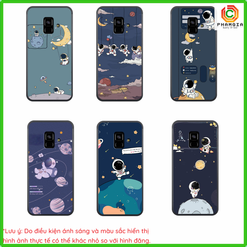 Ốp Samsung A6 2018/ A6 Plus/ J8 2018/ A8 2018/ J6 Plus 2018/ A8 Plus mặt lưng ép kính cường lực dẻo in hình phi hành gia