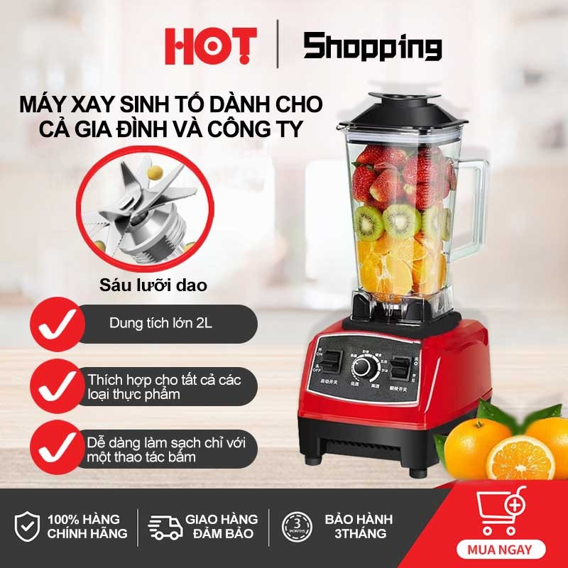 Máy Xay Sinh Tố Công Nghiệp KAW 5000W, công suất lớn, động cơ khoẻ, thiết kế bộ 6 lưỡi dao thép không gỉ