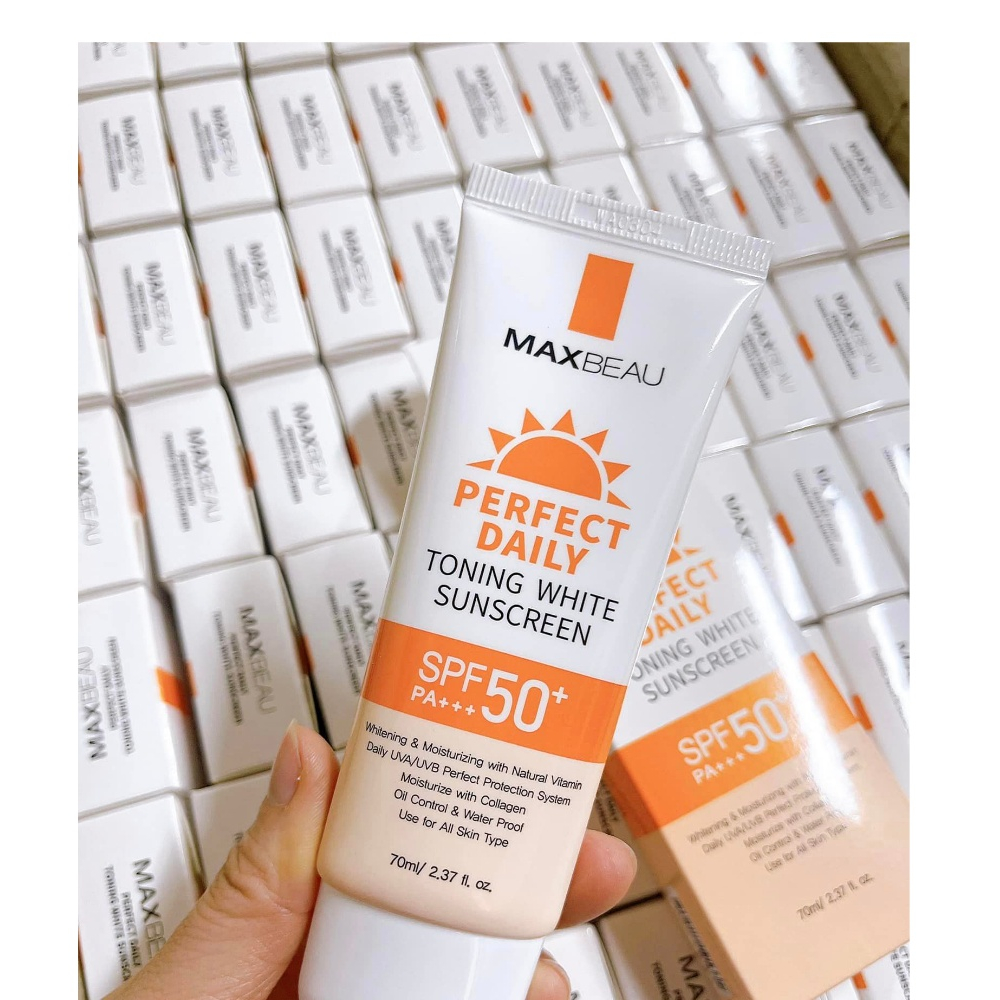 Combo 2 Hộp Kem Chống Nắng Trang Điểm Lên Tông Kiềm Dầu Benew MAXBEAU PERFECT DAILY Hàn quốc SPF 50 PA +++ 70ml