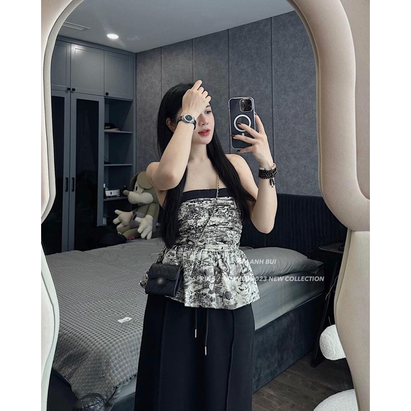 Áo quây lụa trần vai chun lưng