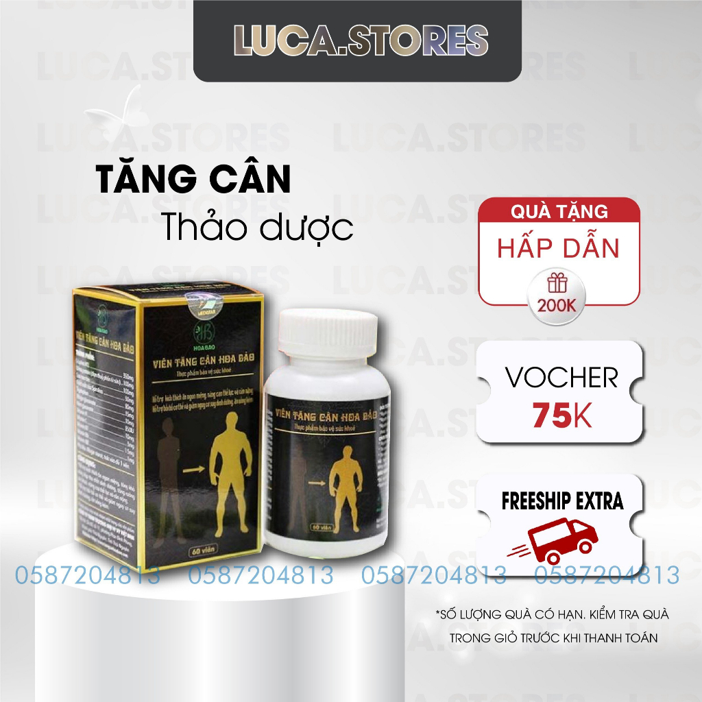 Tăng Cân Hoa Bảo chính hãng Thảo Mộc hỗ trợ Tăng Cân An Toàn Cho Người Gầy Lâu Năm không tích nước