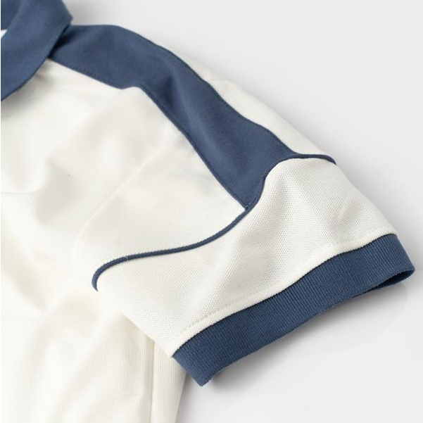 Áo Polo Nam Nữ Deme Trắng Kẻ Tay Xanh