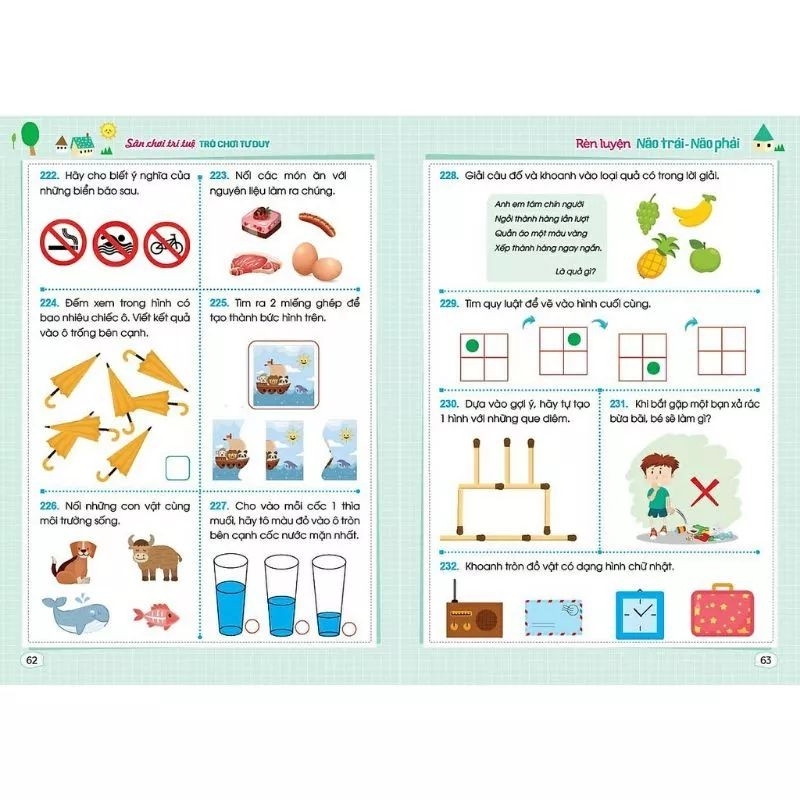 Sách - Sân Chơi Trí Tuệ Trò Chơi Tư Duy - Rèn Luyện Não Trái Não Phải Dành Cho Trẻ Từ 3-6 Tuổi