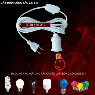 Dây Đuôi Đèn E27 Liền Công Tắc 3m / 5m