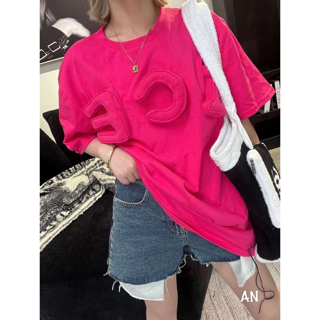 Áo Phông Nữ Chữ Nổi Nhồi Bông I.C.E chất cotton khô Tàu L1☘ Thun Chữ Nổi Freesize Dáng Thụng HotTrend form thụng unisex