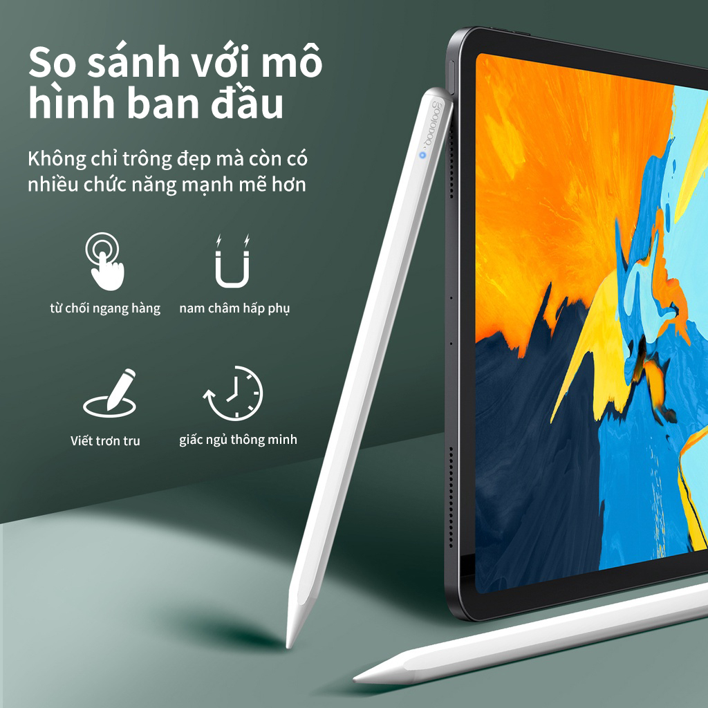 Bút Cảm Ứng GOOJODOQ GD12 Cho IPad Với Tính Năng Chống Tì Tay - Sạc Không Dây Cho Ipad  10.2 2019 2020 Pro 11 Air 4