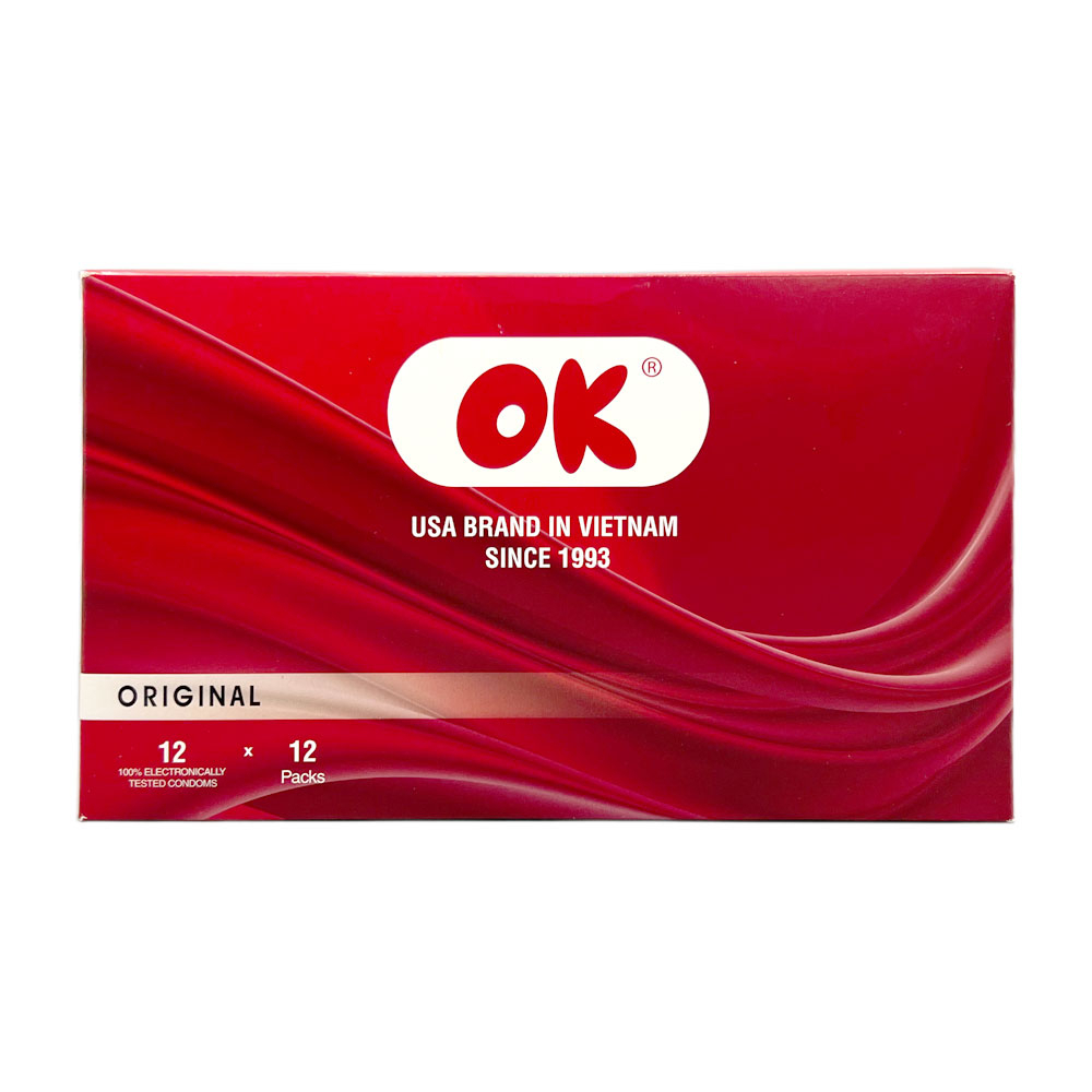 Bao cao su gia đình Ok Original hộp 12 chiếc tiêu chuẩn Mỹ giá rẻ tiết kiệm