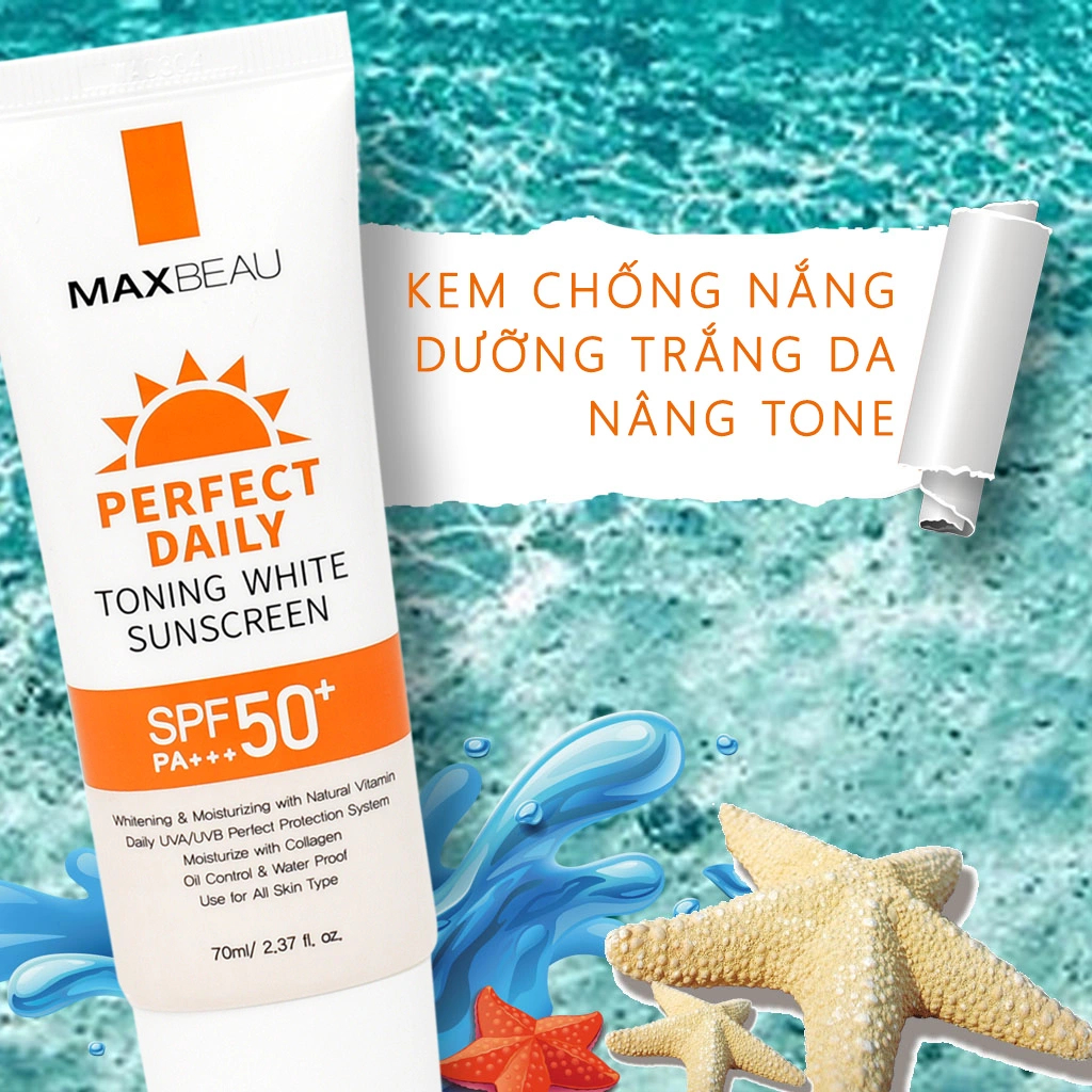 Combo 2 Hộp Kem Chống Nắng Trang Điểm Lên Tông Kiềm Dầu Benew MAXBEAU PERFECT DAILY Hàn quốc SPF 50 PA +++ 70ml