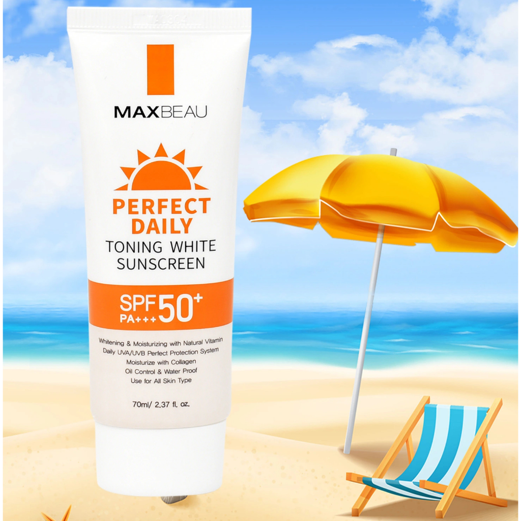 Combo 2 Hộp Kem Chống Nắng Trang Điểm Lên Tông Kiềm Dầu Benew MAXBEAU PERFECT DAILY Hàn quốc SPF 50 PA +++ 70ml