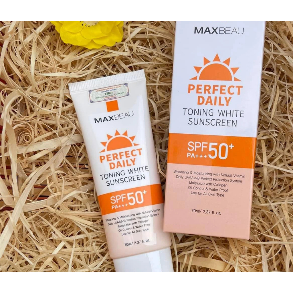 Combo 2 Hộp Kem Chống Nắng Trang Điểm Lên Tông Kiềm Dầu Benew MAXBEAU PERFECT DAILY Hàn quốc SPF 50 PA +++ 70ml